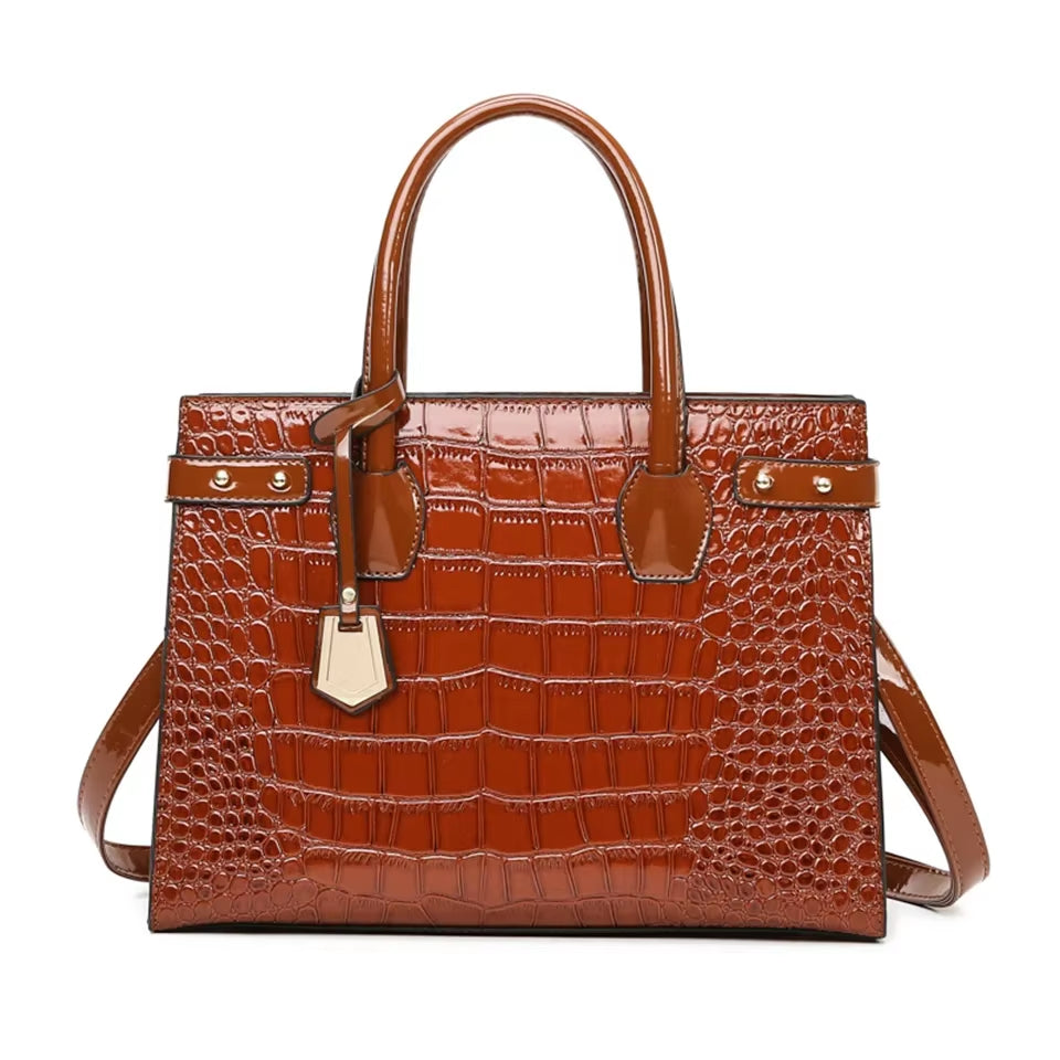 Pantent Leather Women Messenger Bags Crocodile Female Crossbody Shoulder Hand Bags for Women 2024 High Quality Ladies Handbags