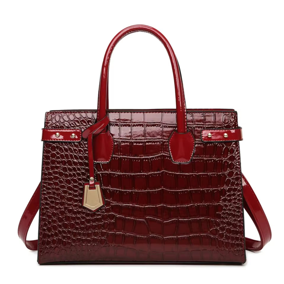 Pantent Leather Women Messenger Bags Crocodile Female Crossbody Shoulder Hand Bags for Women 2024 High Quality Ladies Handbags