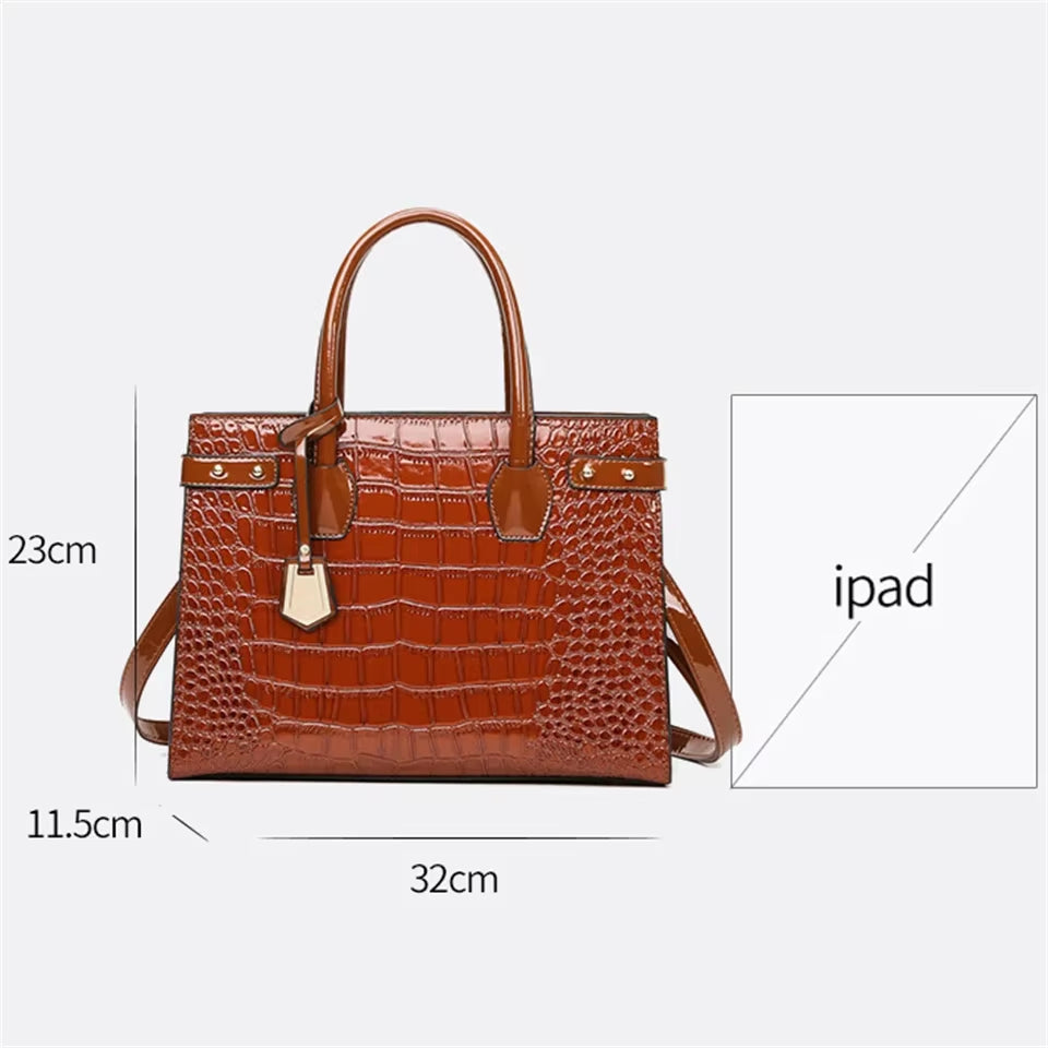Pantent Leather Women Messenger Bags Crocodile Female Crossbody Shoulder Hand Bags for Women 2024 High Quality Ladies Handbags