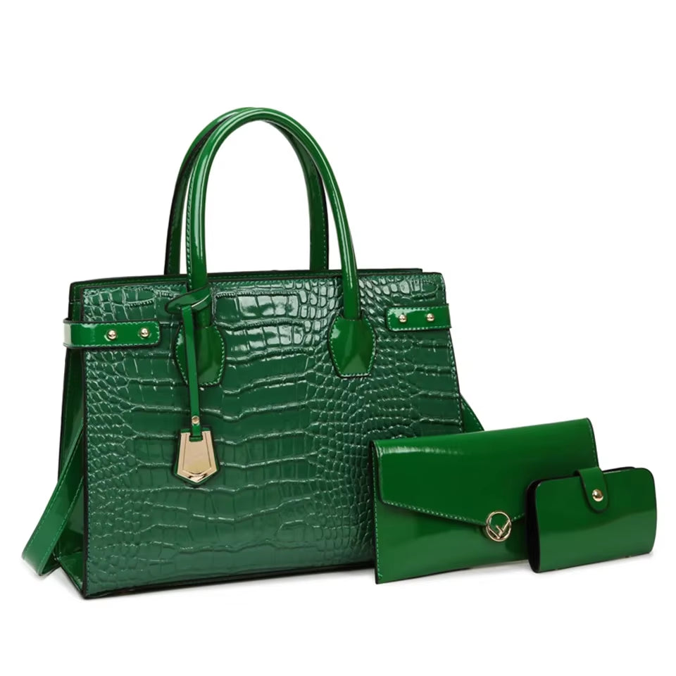 Pantent Leather Women Messenger Bags Crocodile Female Crossbody Shoulder Hand Bags for Women 2024 High Quality Ladies Handbags