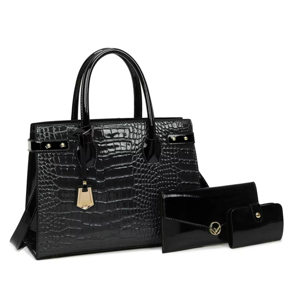 Pantent Leather Women Messenger Bags Crocodile Female Crossbody Shoulder Hand Bags for Women 2024 High Quality Ladies Handbags