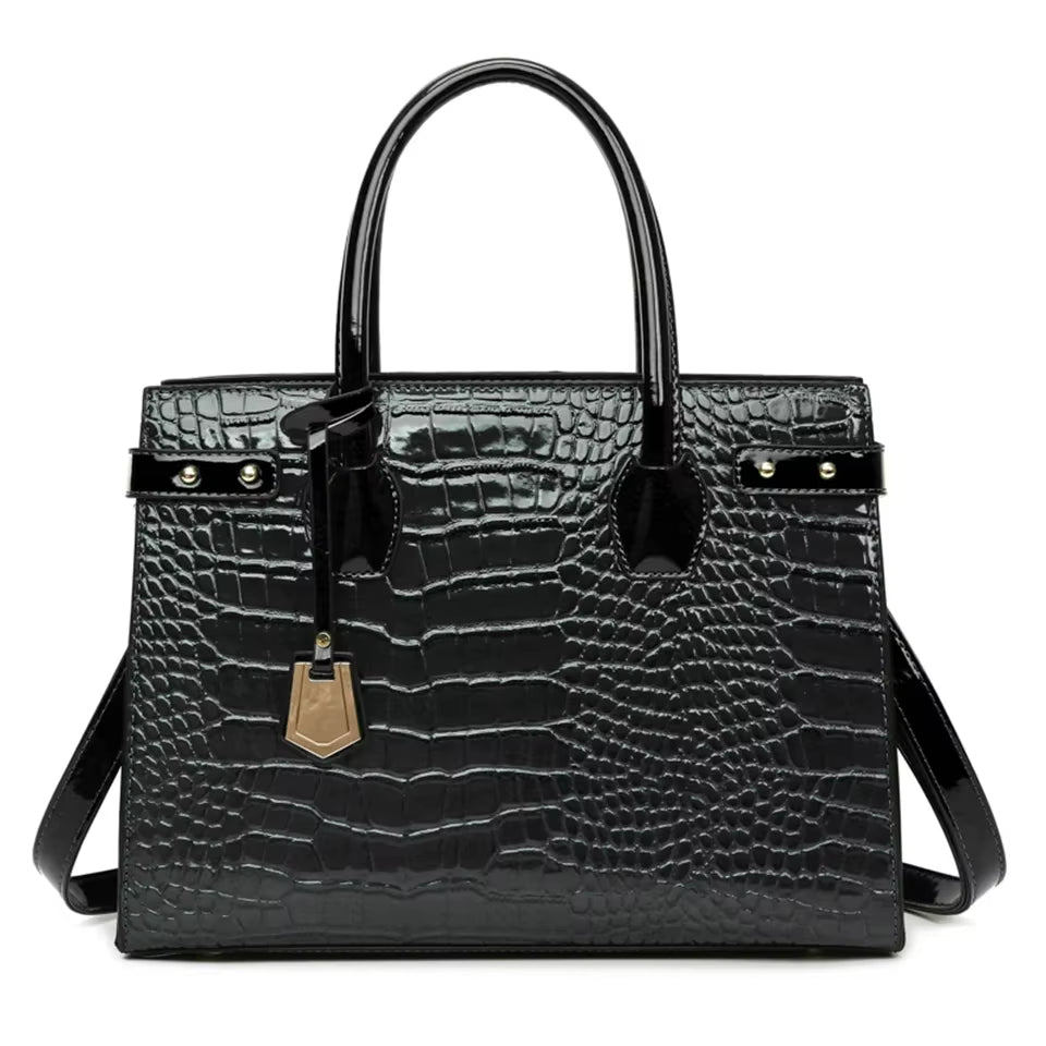 Pantent Leather Women Messenger Bags Crocodile Female Crossbody Shoulder Hand Bags for Women 2024 High Quality Ladies Handbags