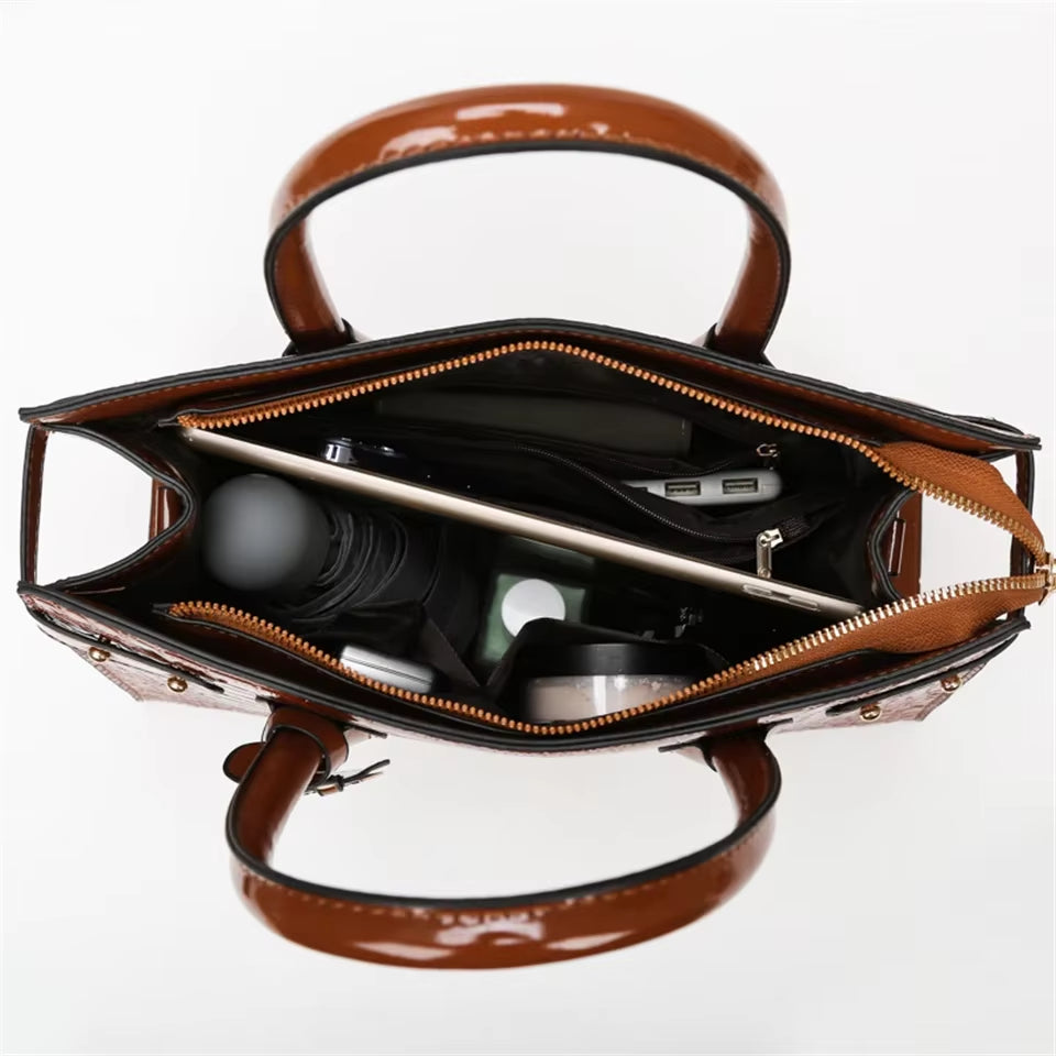 Pantent Leather Women Messenger Bags Crocodile Female Crossbody Shoulder Hand Bags for Women 2024 High Quality Ladies Handbags